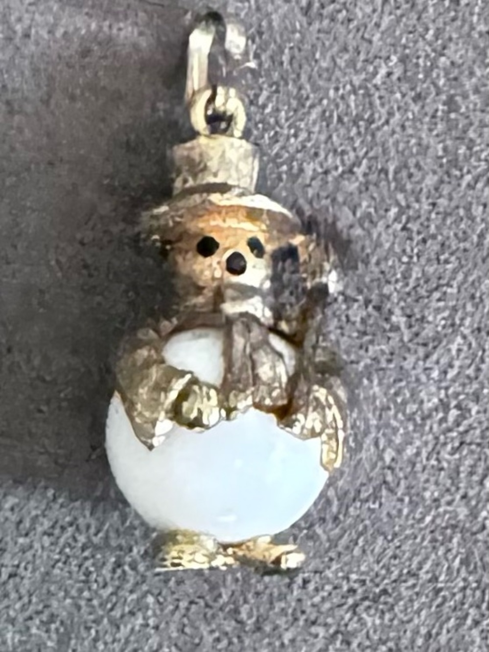 Vintage Gold and White Snowman Holiday Charm Pendant